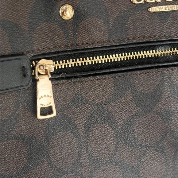Coach Brown and Black Satchel with Gold Hardware - Picture 4 of 6